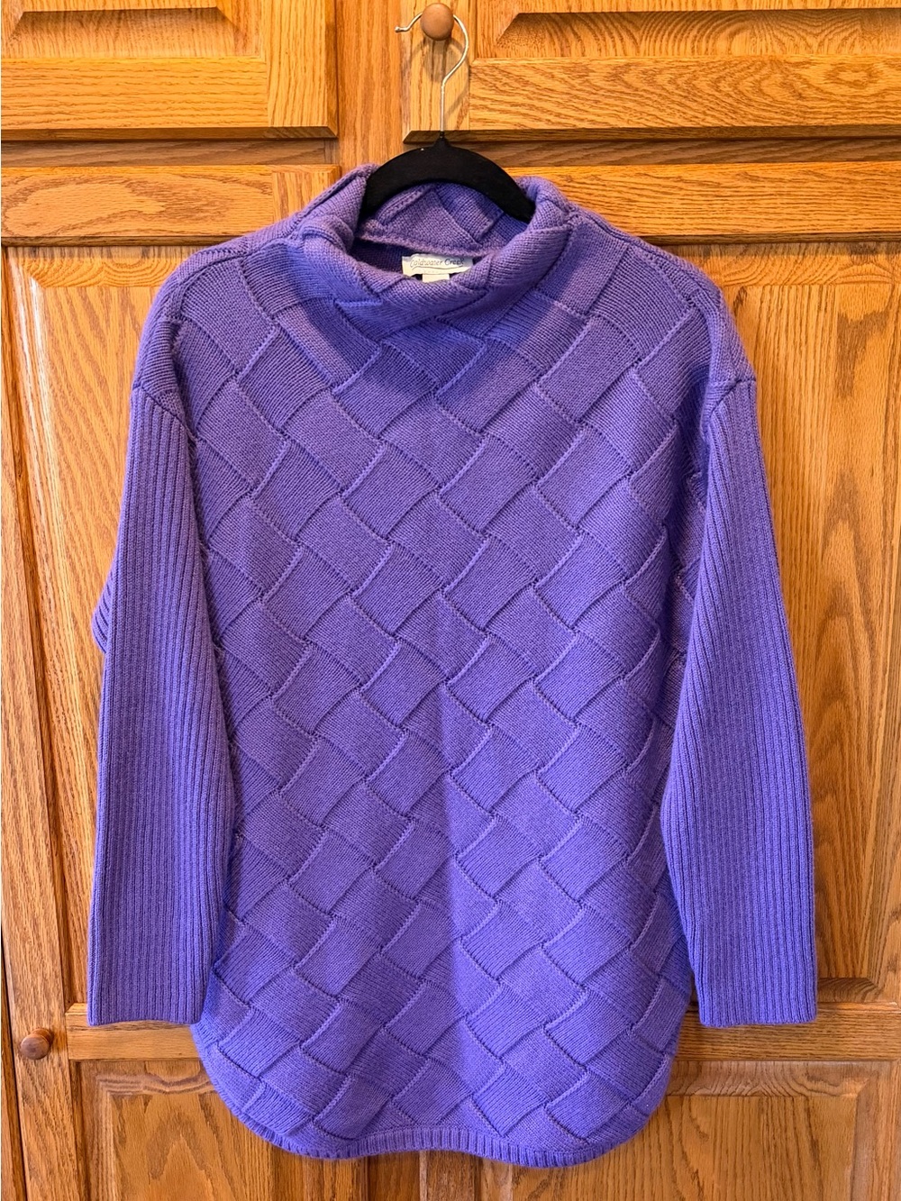 Coldwater Creek Purple Mock Neck Sweater Textured Basket Weave Knit Cozy